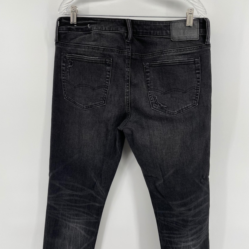 American Eagle Skinny Ne(x)t Level Flex Distressed Black Jeans Men's 34x34 - Picture 4 of 13